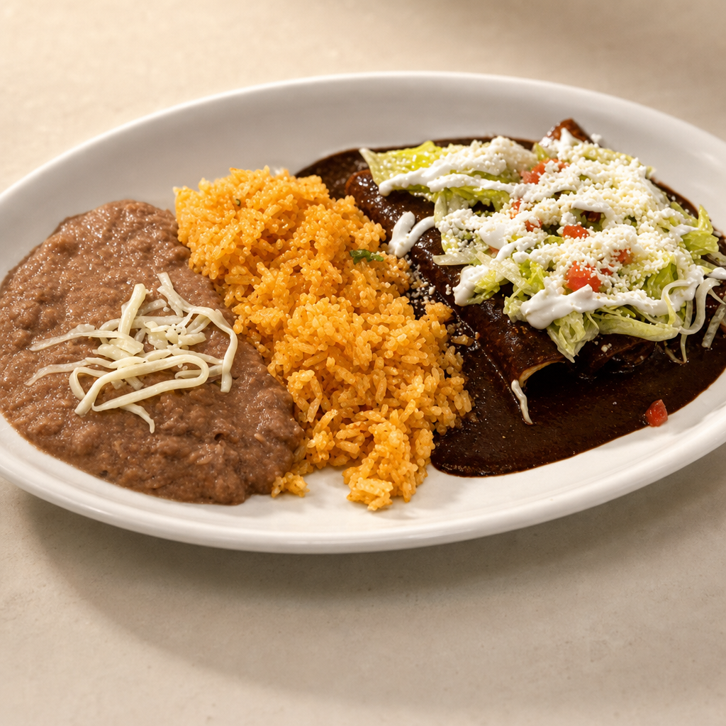Chicken Mole Enchiladas Plate