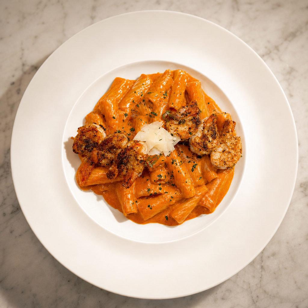 Rigatoni and Shrimp a la Vodka