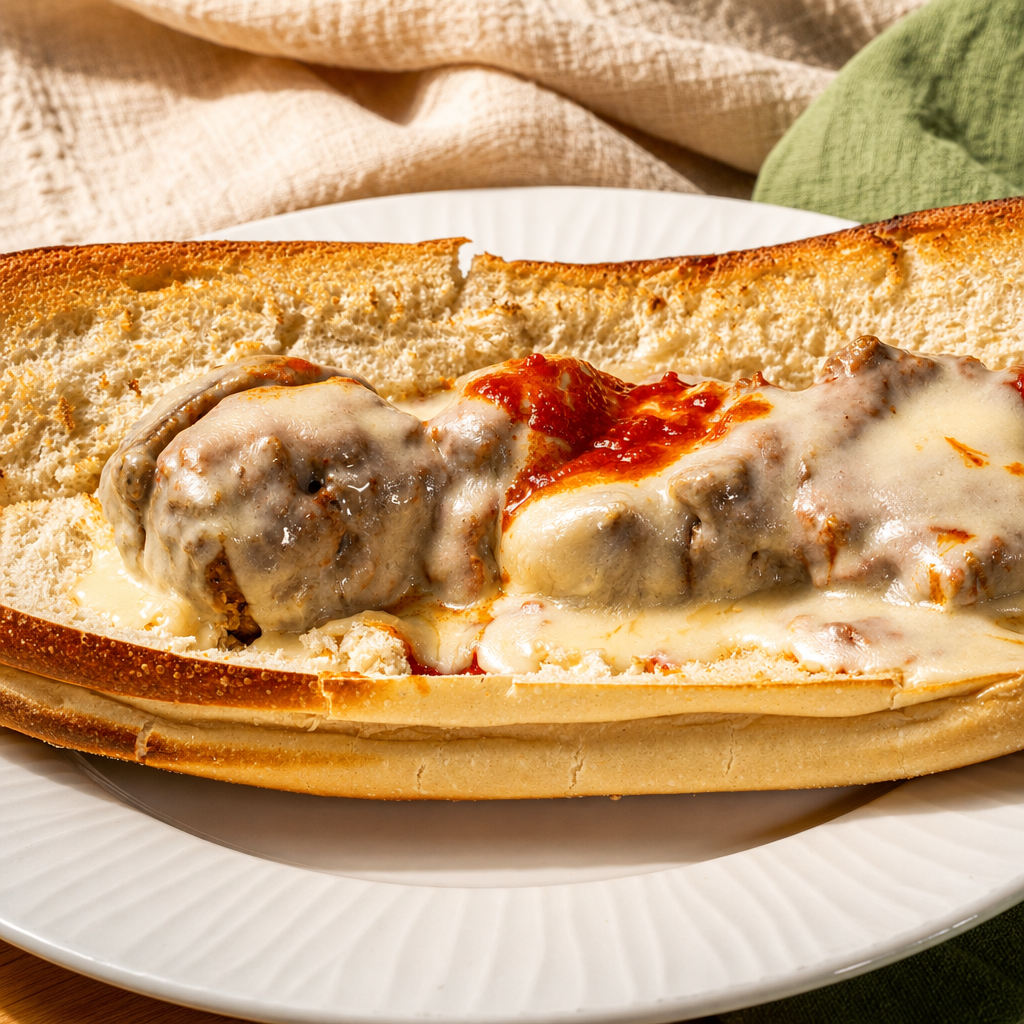 Meatball Parmigiana Sandwich.