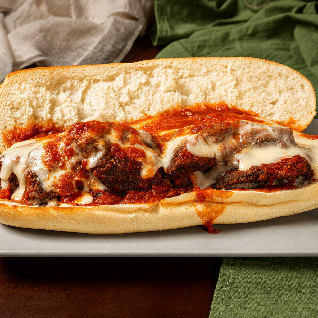 Portobello Parmigiana Sandwich.