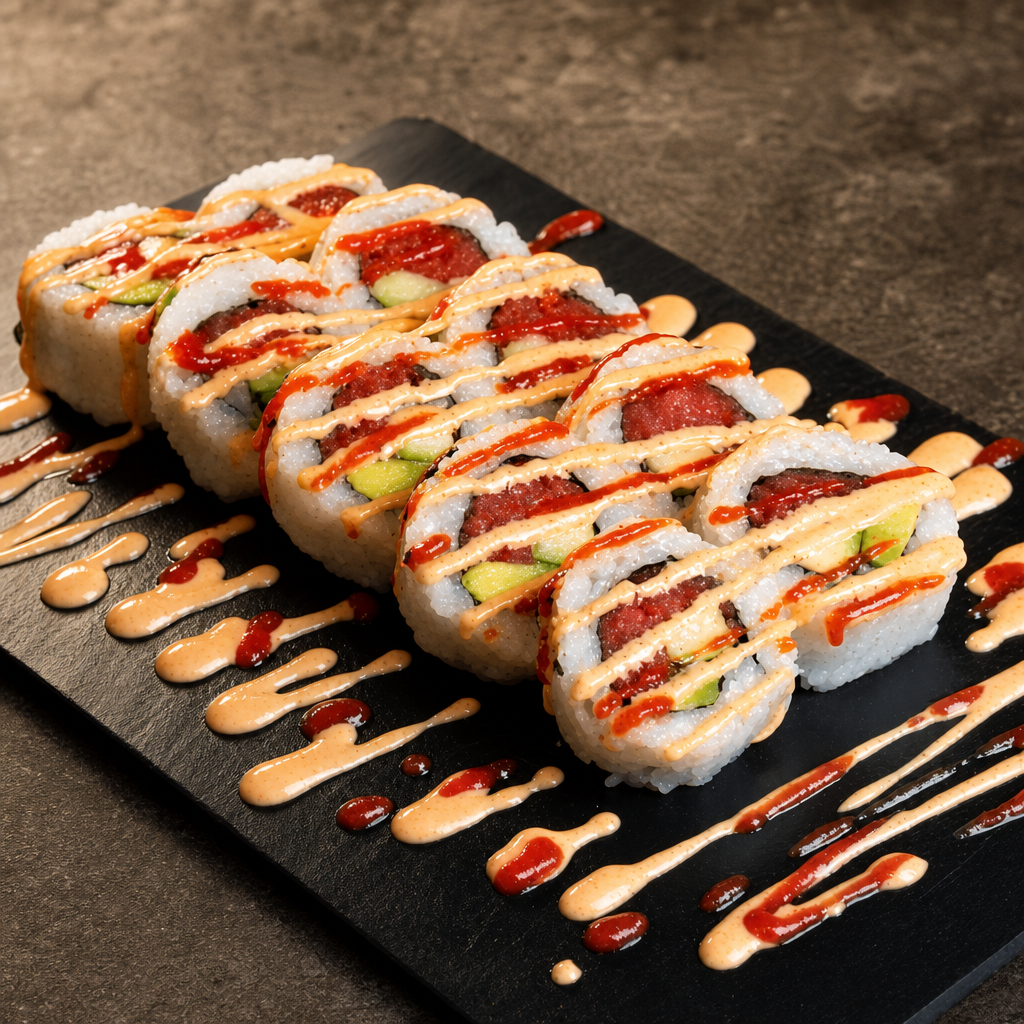<Spicy Tuna Roll* $12.