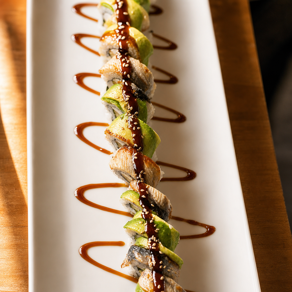 <Sea Dragon Roll $20.