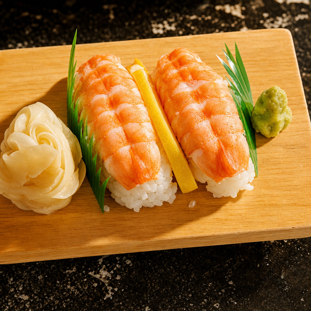 Shrimp Nigiri Sushi.