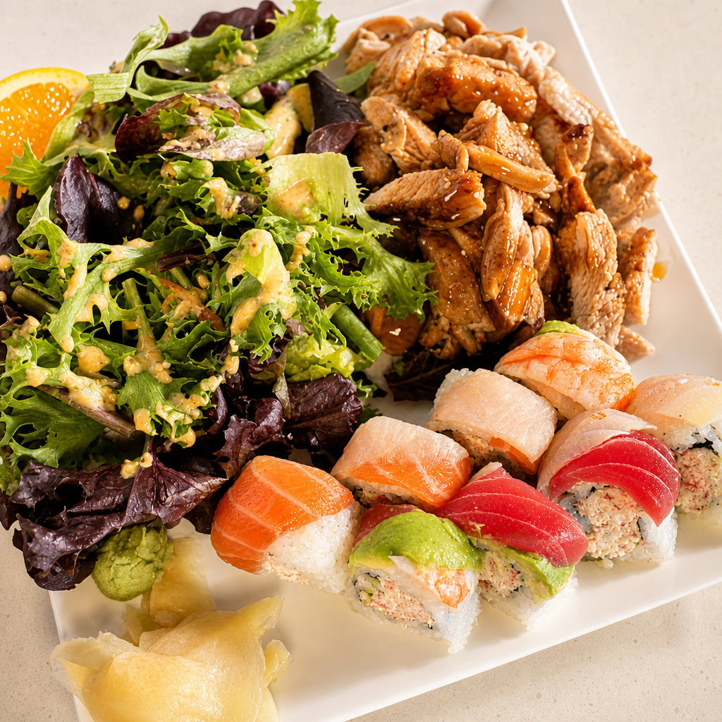 8 Piece Roll and Chicken Teriyaki Combo.