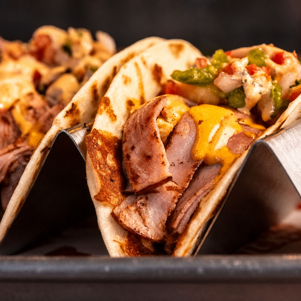 Breakfast Taco - Ham, Egg, Cheese, Pico.