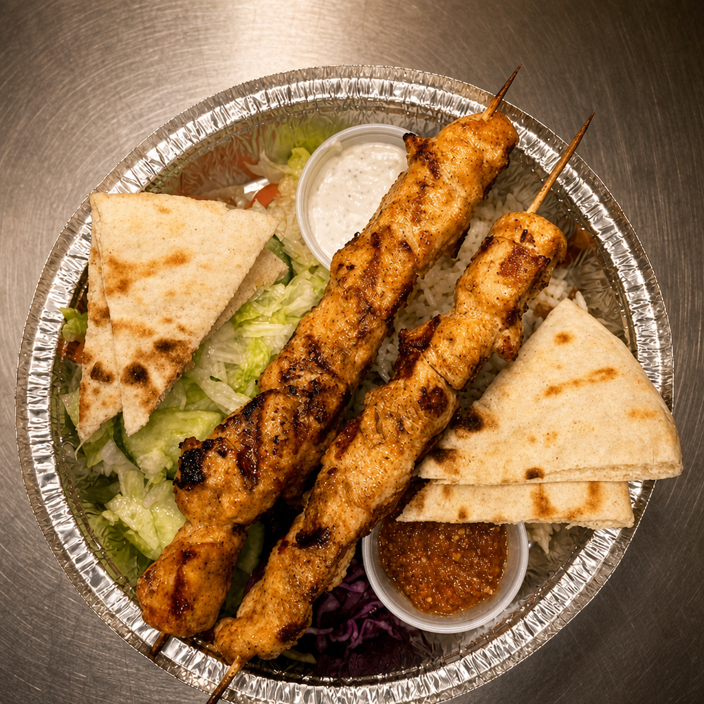 Large Chicken Shish Kebab Platter.