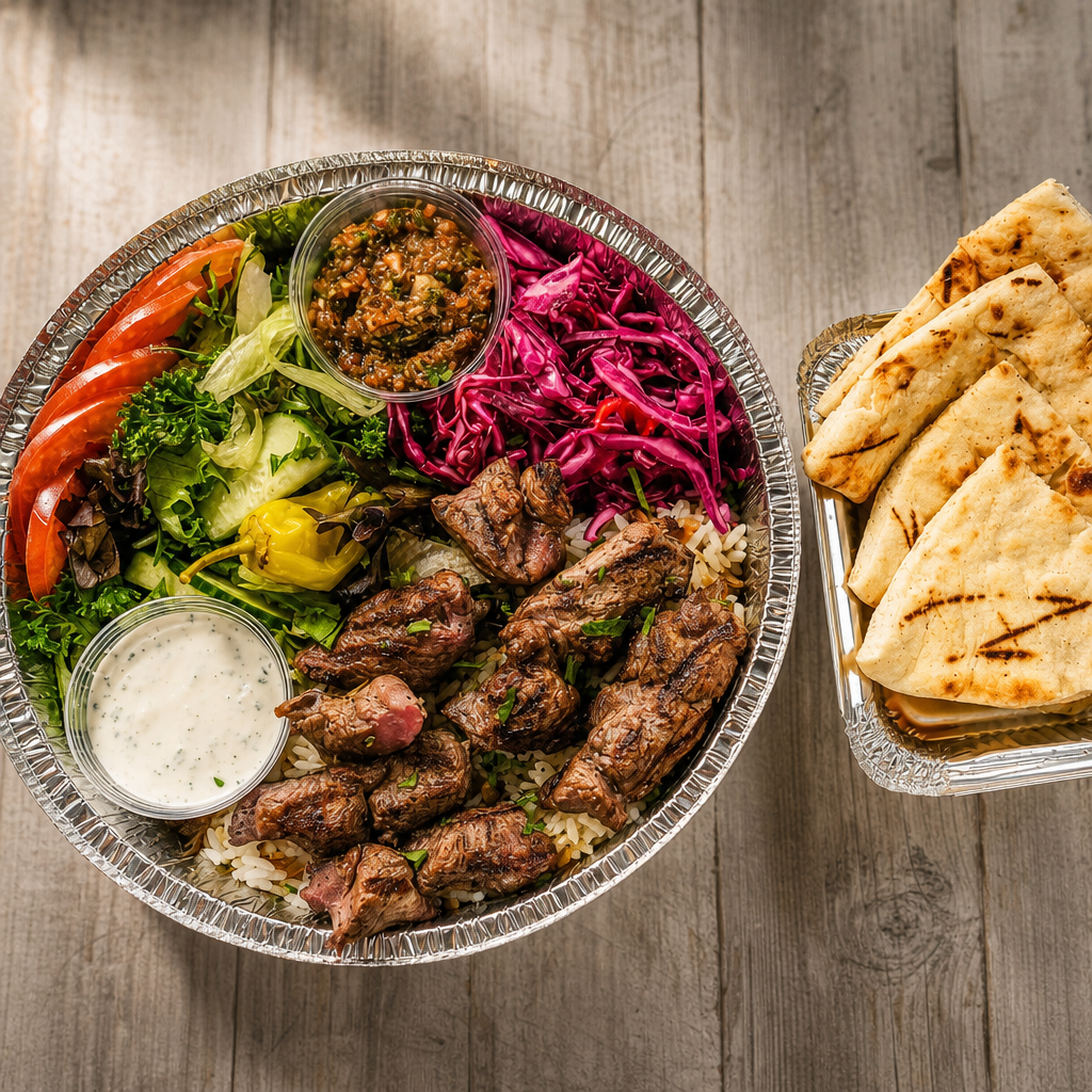 Large Lamb Shish Kebab Platter.