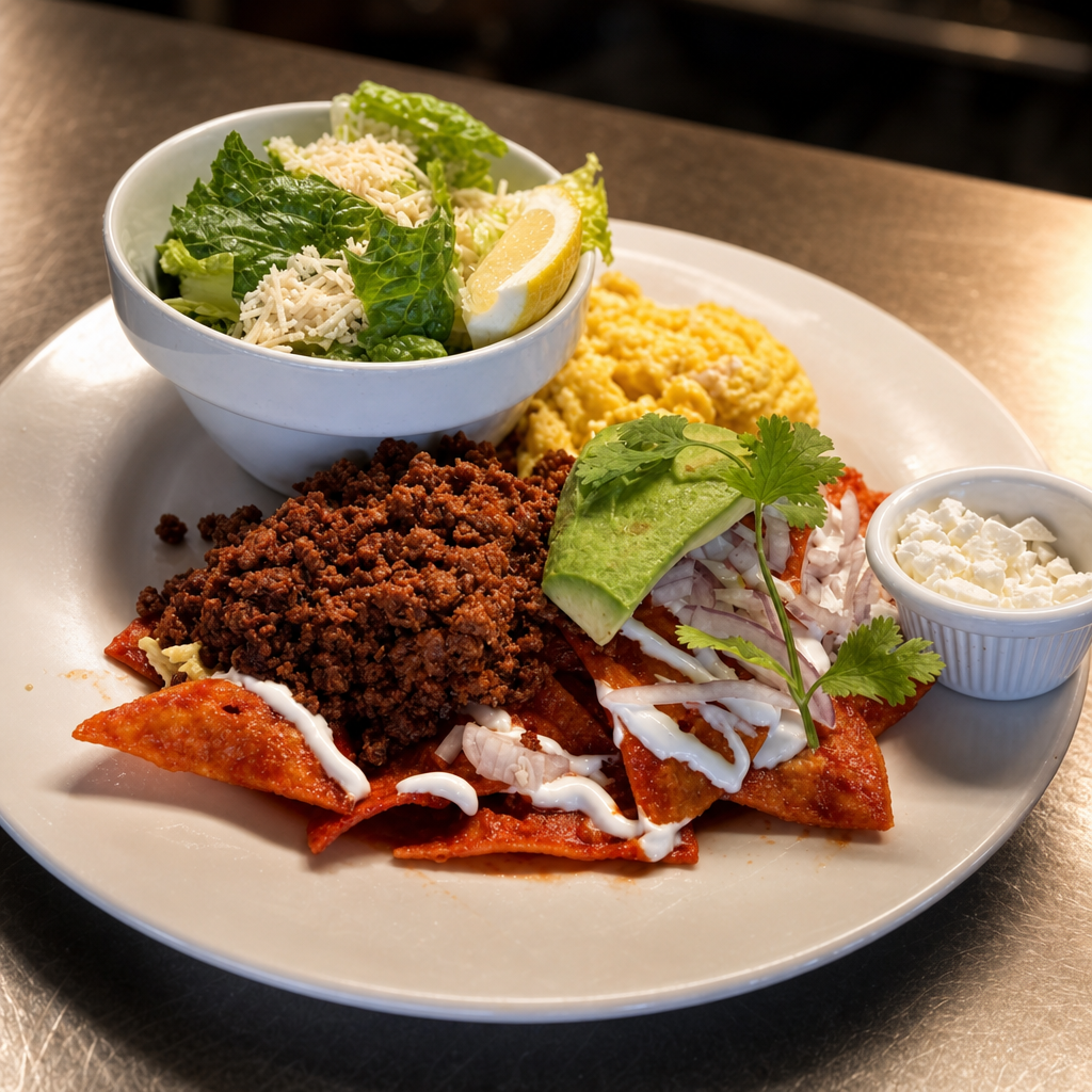 Plant based Chilaquiles.