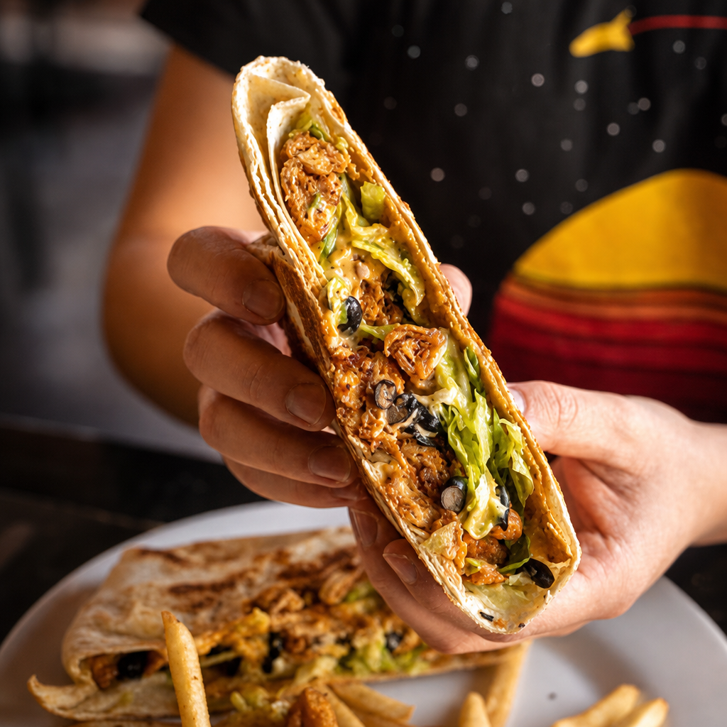 Plant based Albuquerque Crunch Wrap.