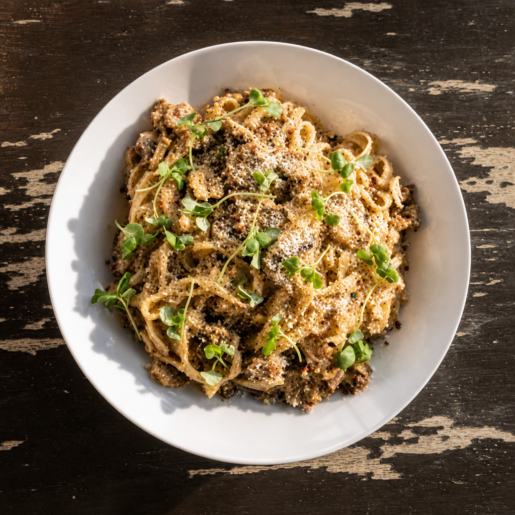 Plant based Mushroom Pasta.