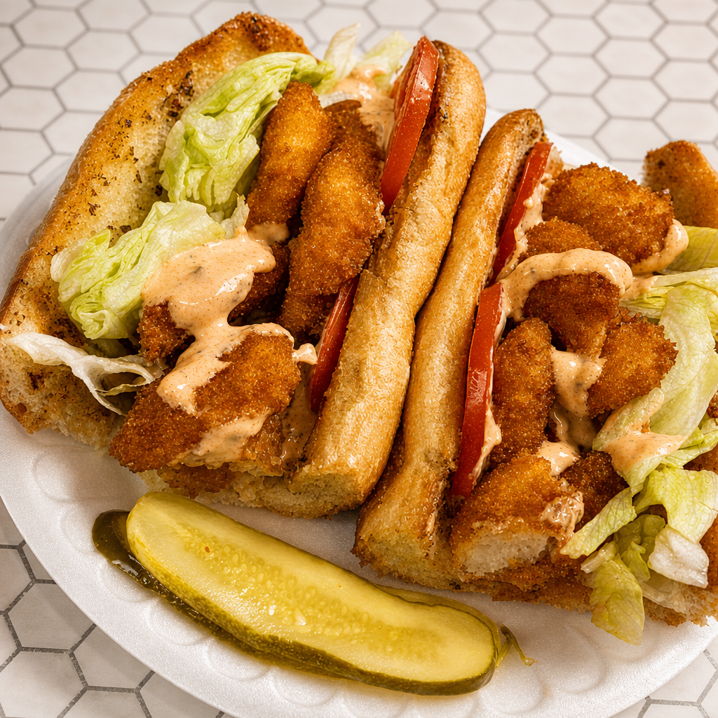 Shrimp Po-boy Sandwich.