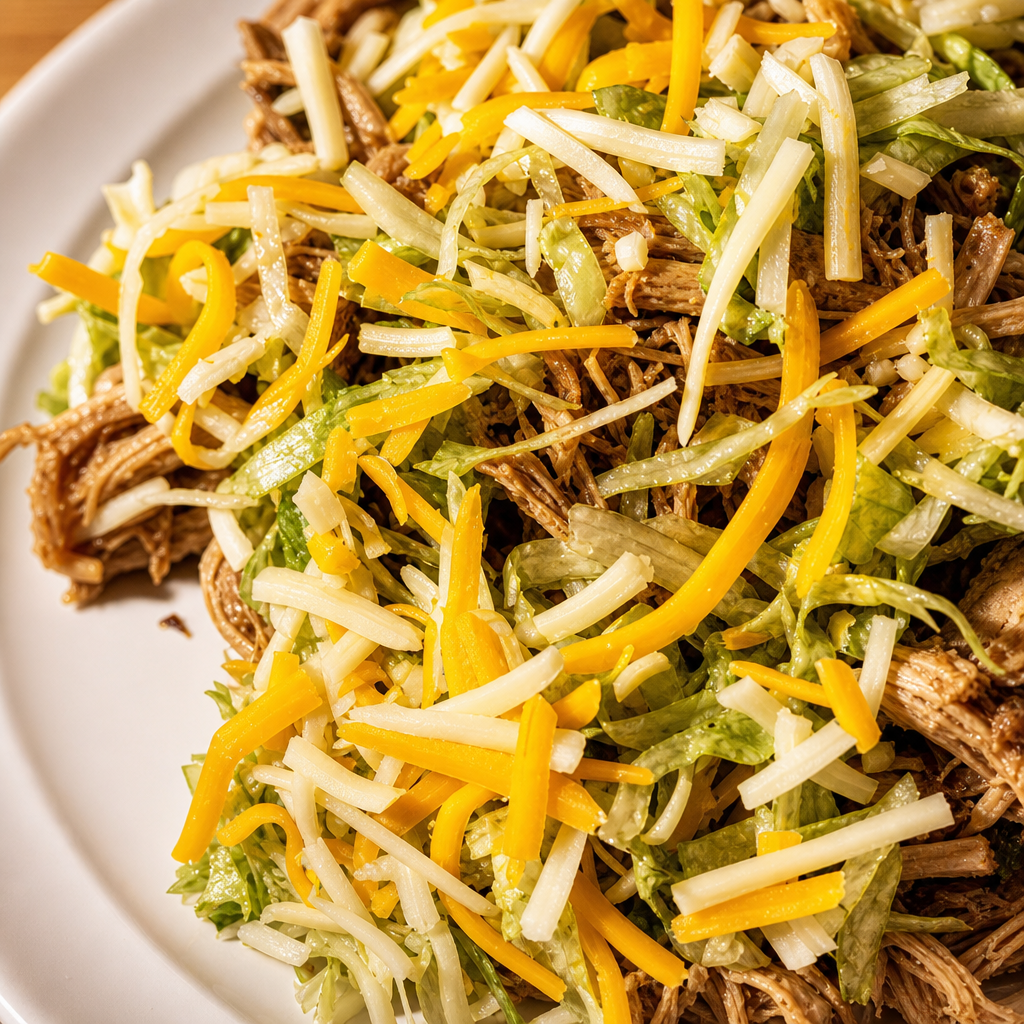 1 TOSTADA W/ PULLED CHICKEN.