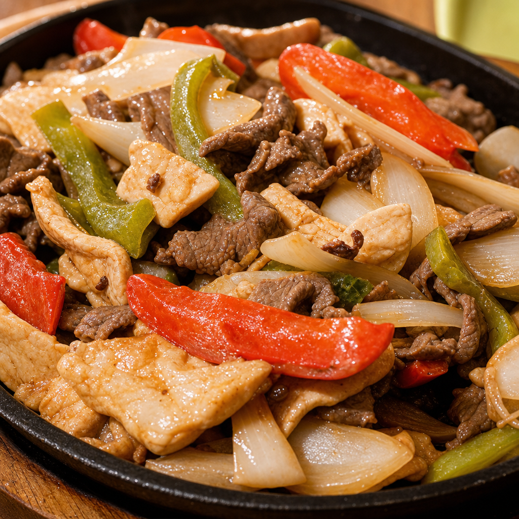 STEAK FAJITAS WITH CREAM SAUCE.