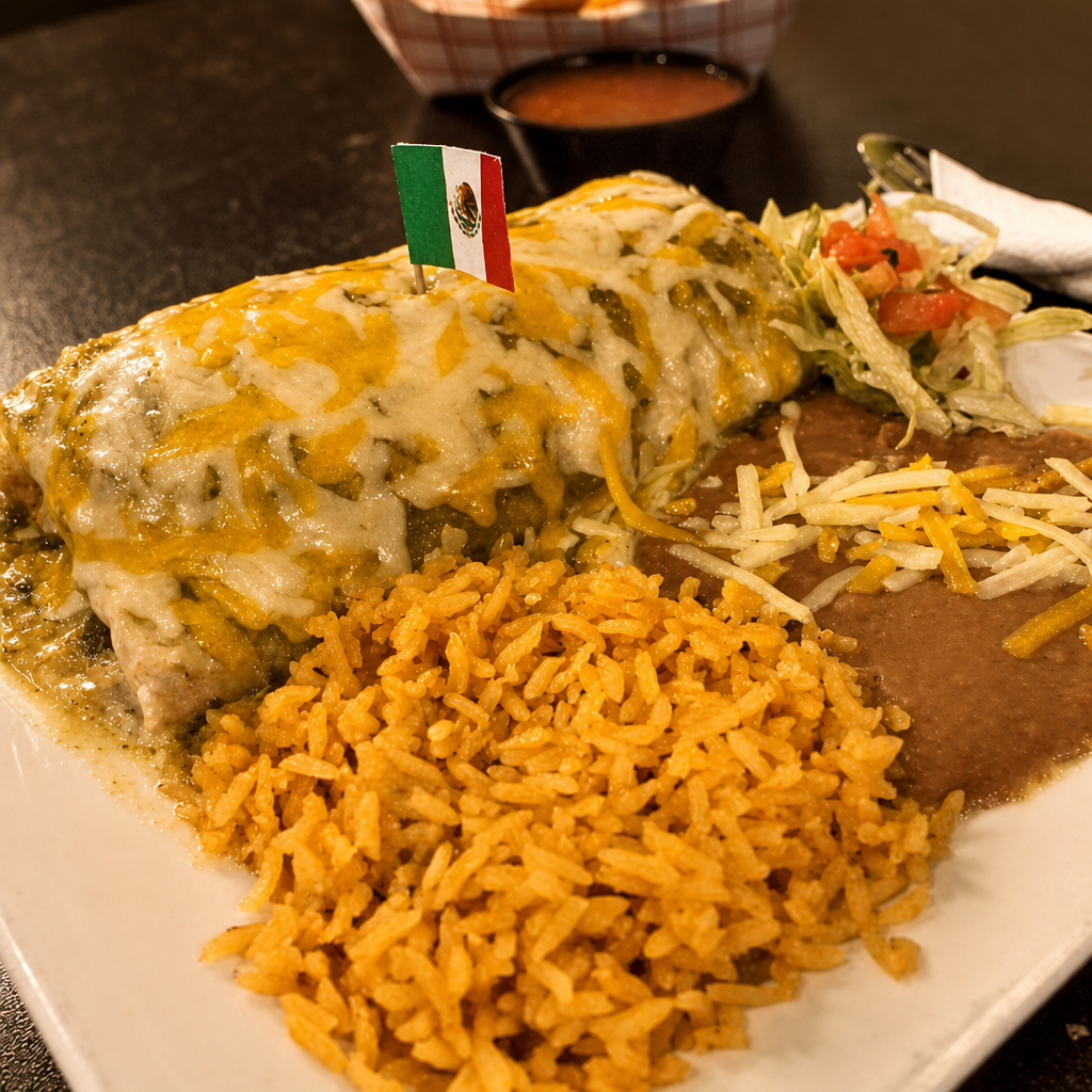 STEAK AND CHORIZO BURRITO.