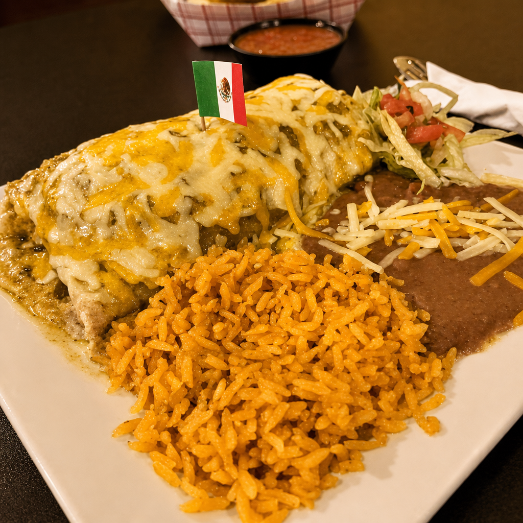 CHICKEN AND CHORIZO BURRITO.