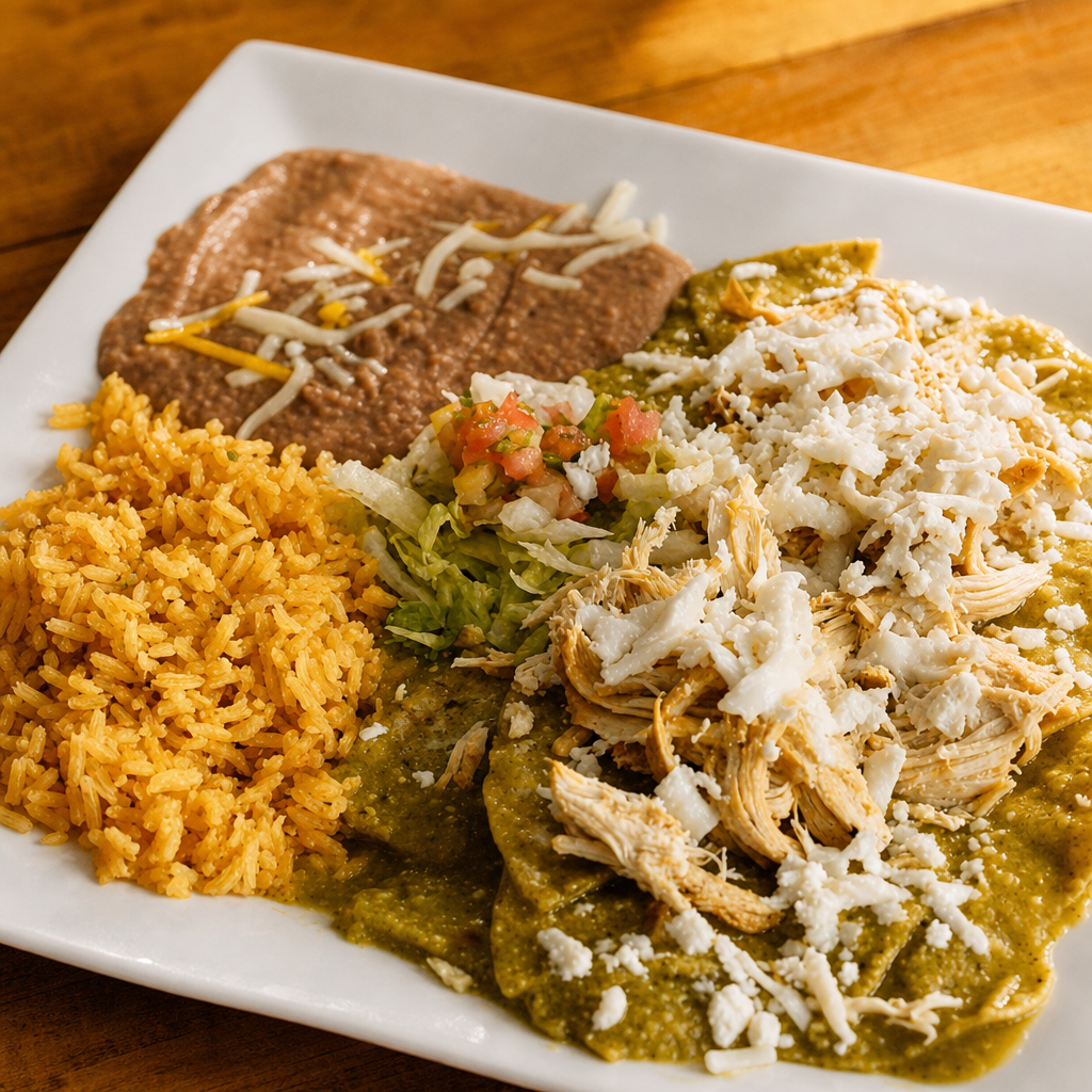 CHILAQUILES VERDES CON POLLO.
