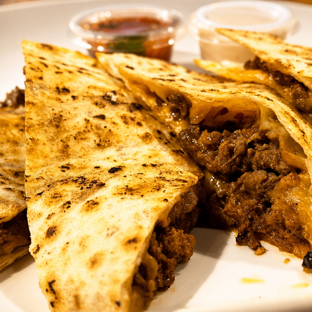 STEAK AND CHORIZO QUESADILLA.