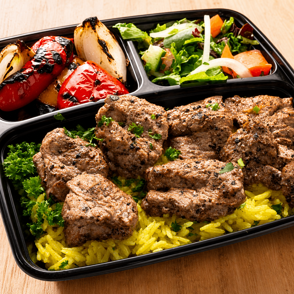Beef Shish Kabab Platter.