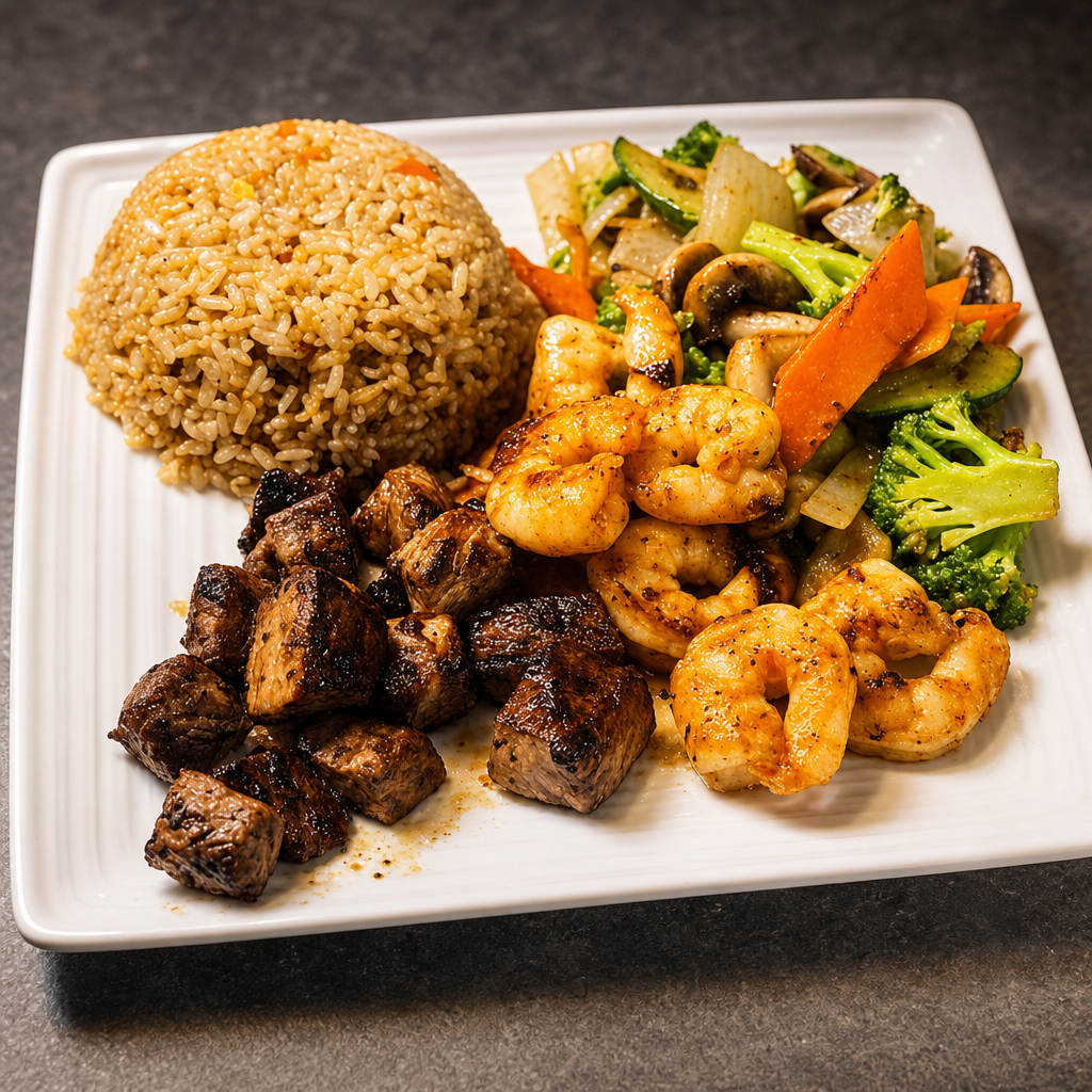 Filet Mignon & Shrimp Hibachi Combo.