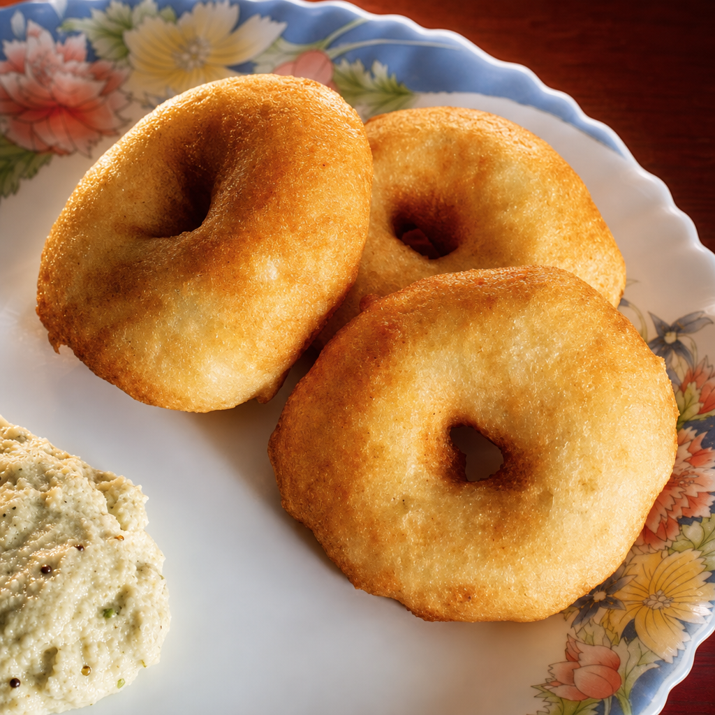 Medhu Vada (2) (Vegan, Gluten-Free).