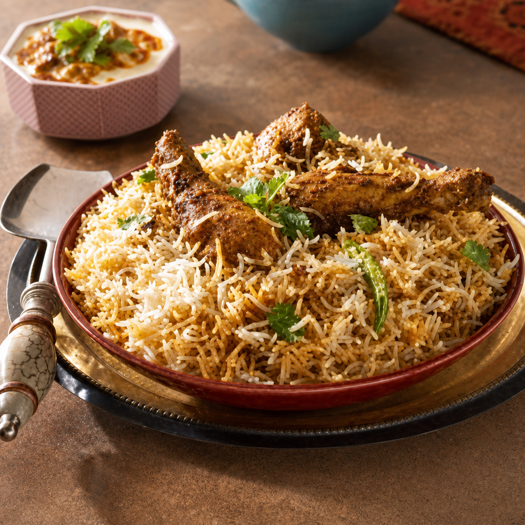 Hyderabad Dum Chicken Biryani (Halal) - Non Vegan.