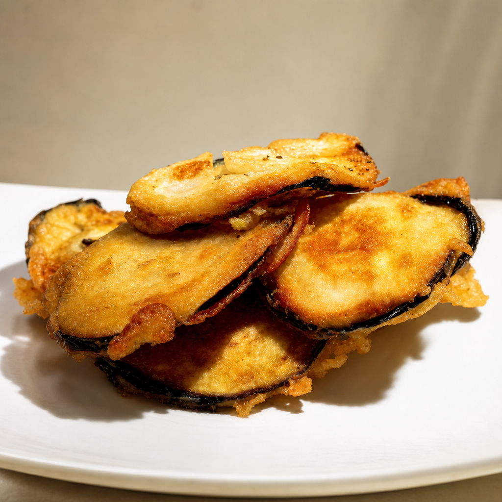 Egg Plant Bajji (4) - Vegan, Gluten free.