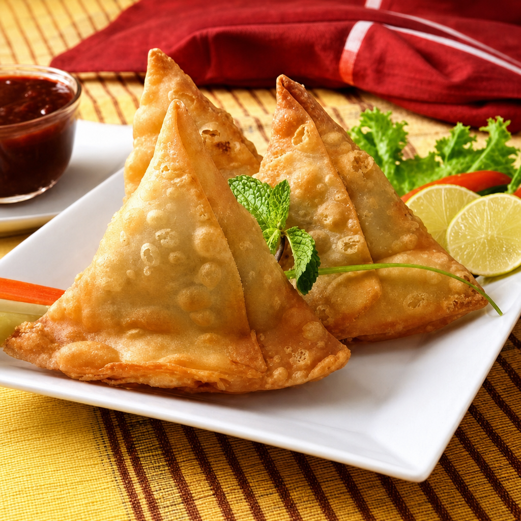 Potato-Pea Samosa (3) - Vegan.