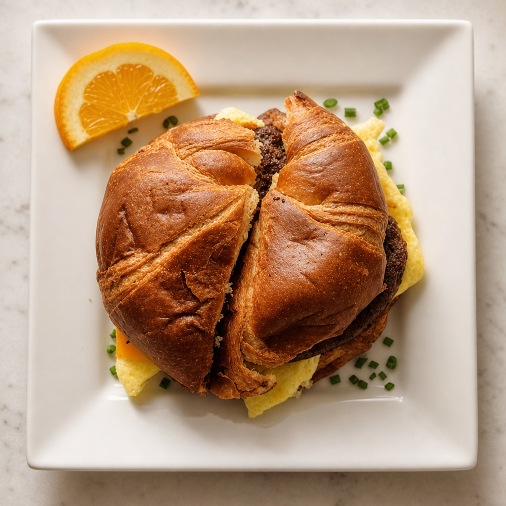 Croissant Beef Sausage & Egg Sandwich