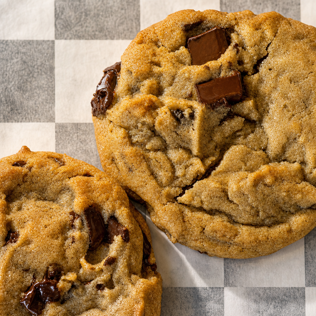 2 Fresh Baked Chocolate Chunk Cookies.