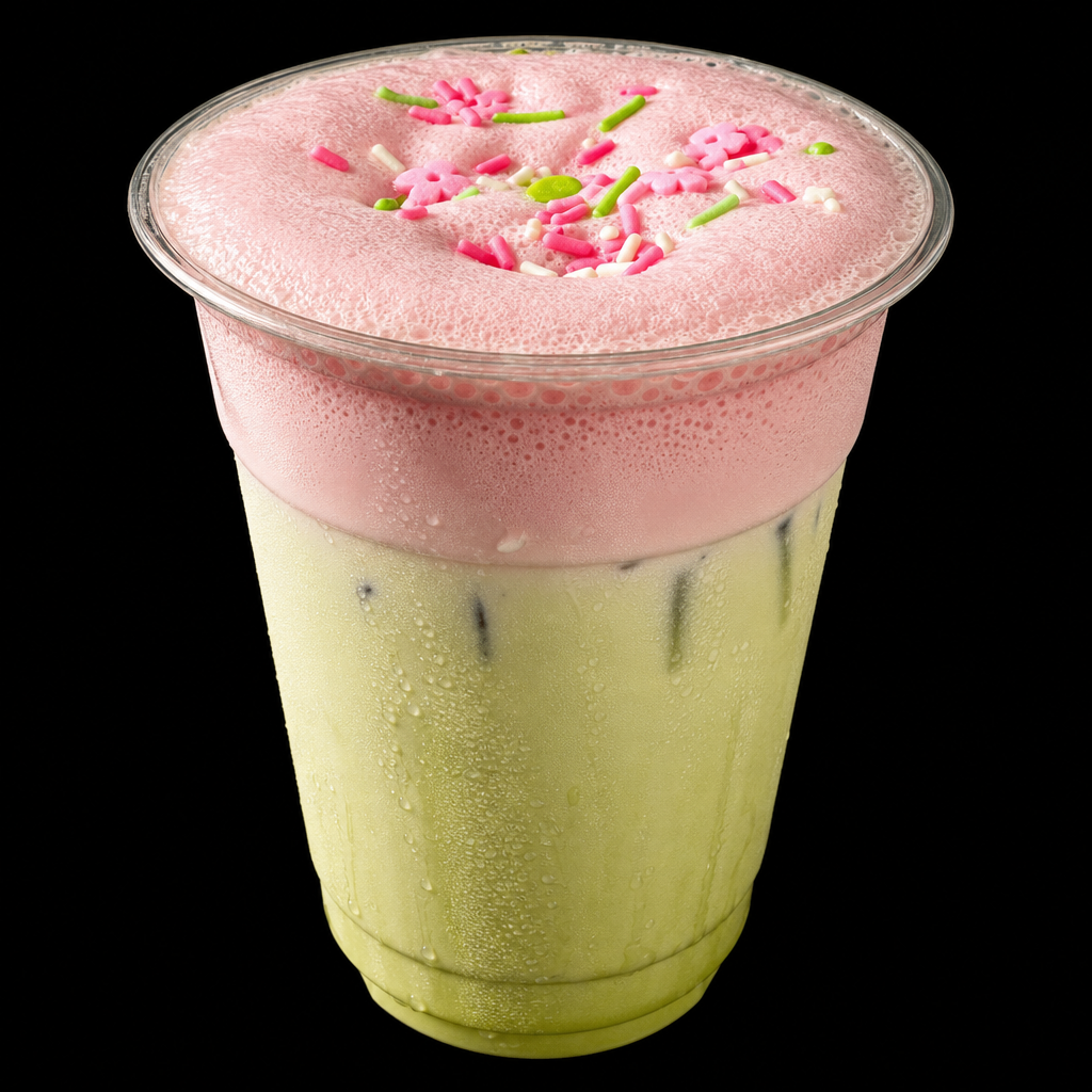 Apple Blossom Cream Matcha Latte.