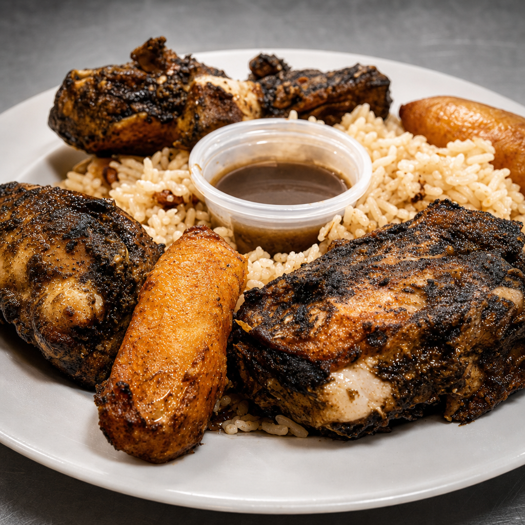 2- Jerk Chicken Meal Rice and Beans!!! One Size No White Meat