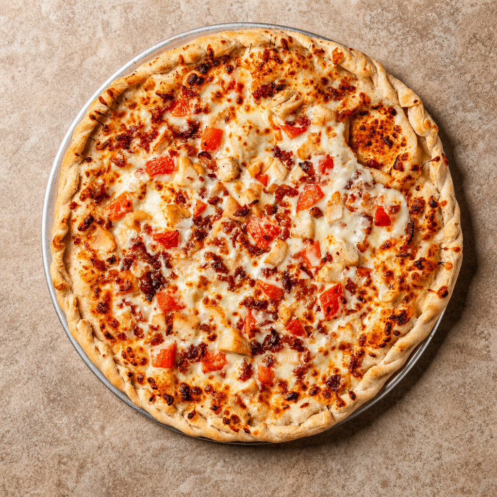 Mini Chicken Bacon ranch w/Tomato Pizza.