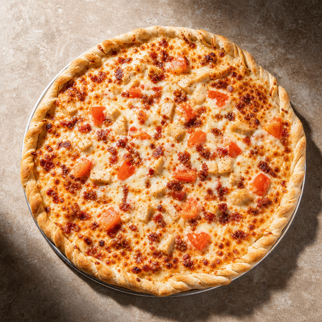 Large Chicken Bacon Ranch w/Tomato Pizza.