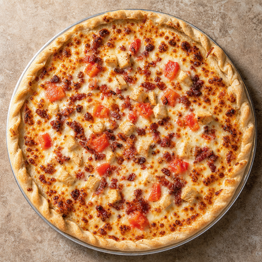 Medium Chicken Bacon Ranch w/Tomato Pizza.
