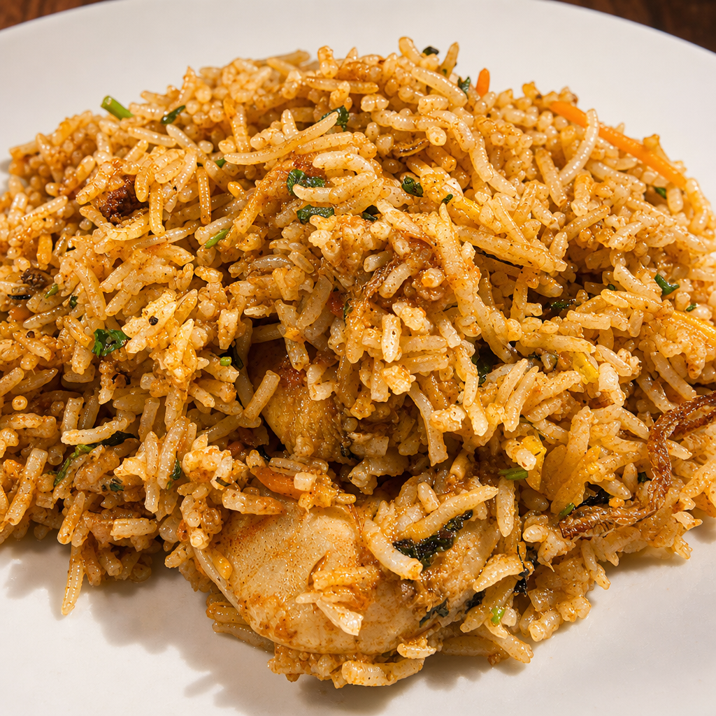 Prawn Biryani.