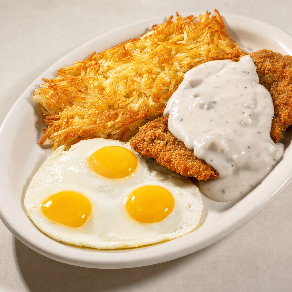 Country Fried Steak and Eggs