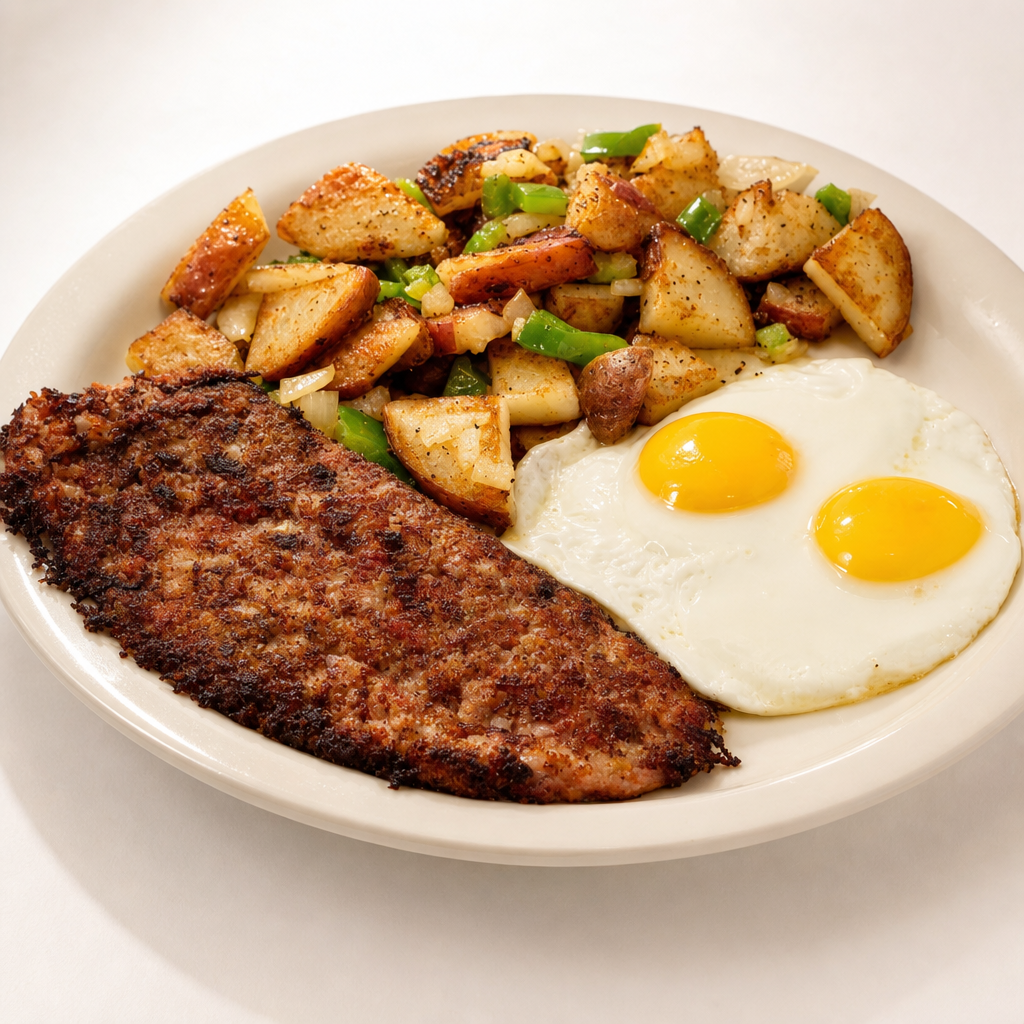 Corned Beef & Hash + 2 Eggs.