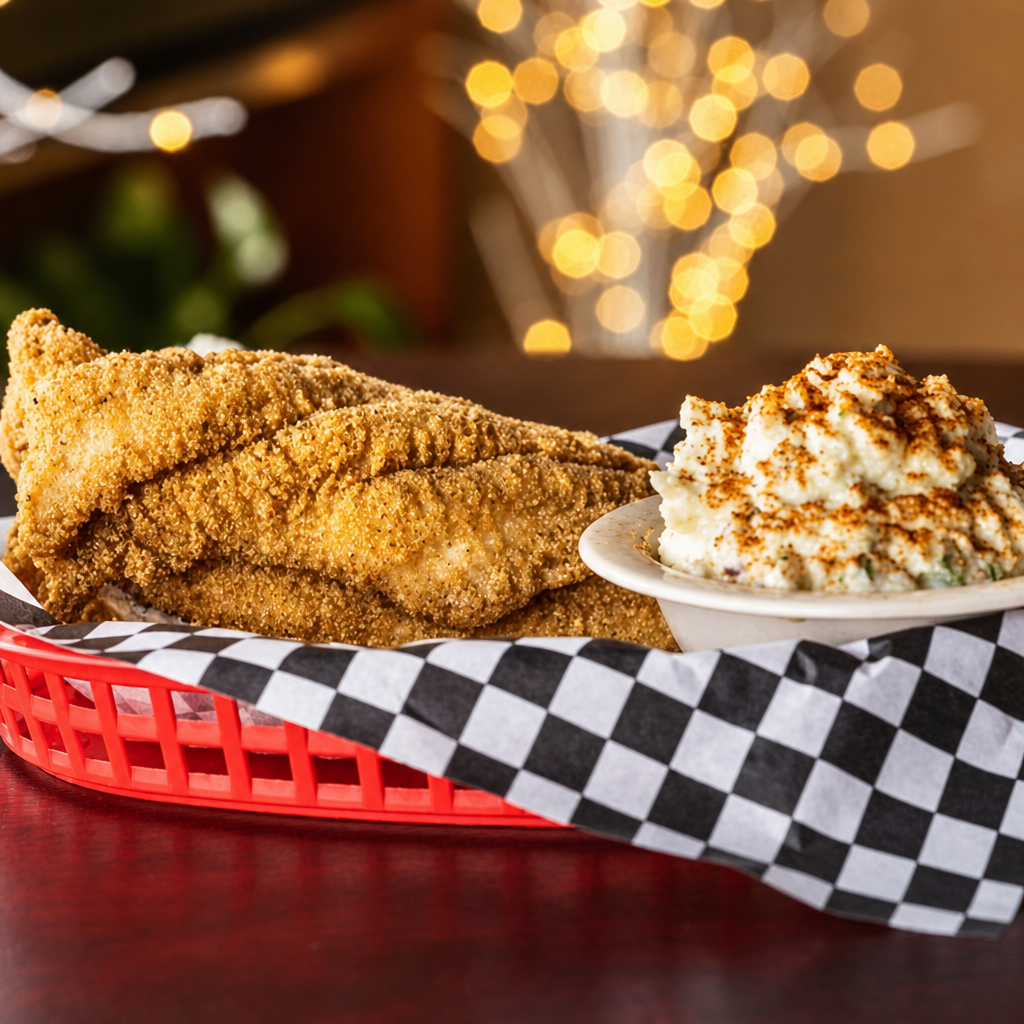 Cornmeal Crusted Catfish.