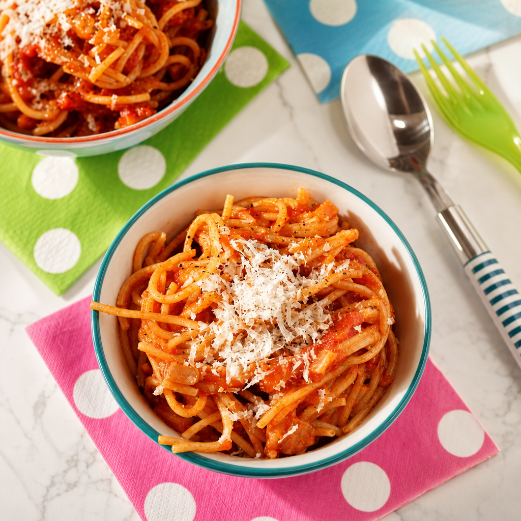 Kid's Linguini and Meatballs.