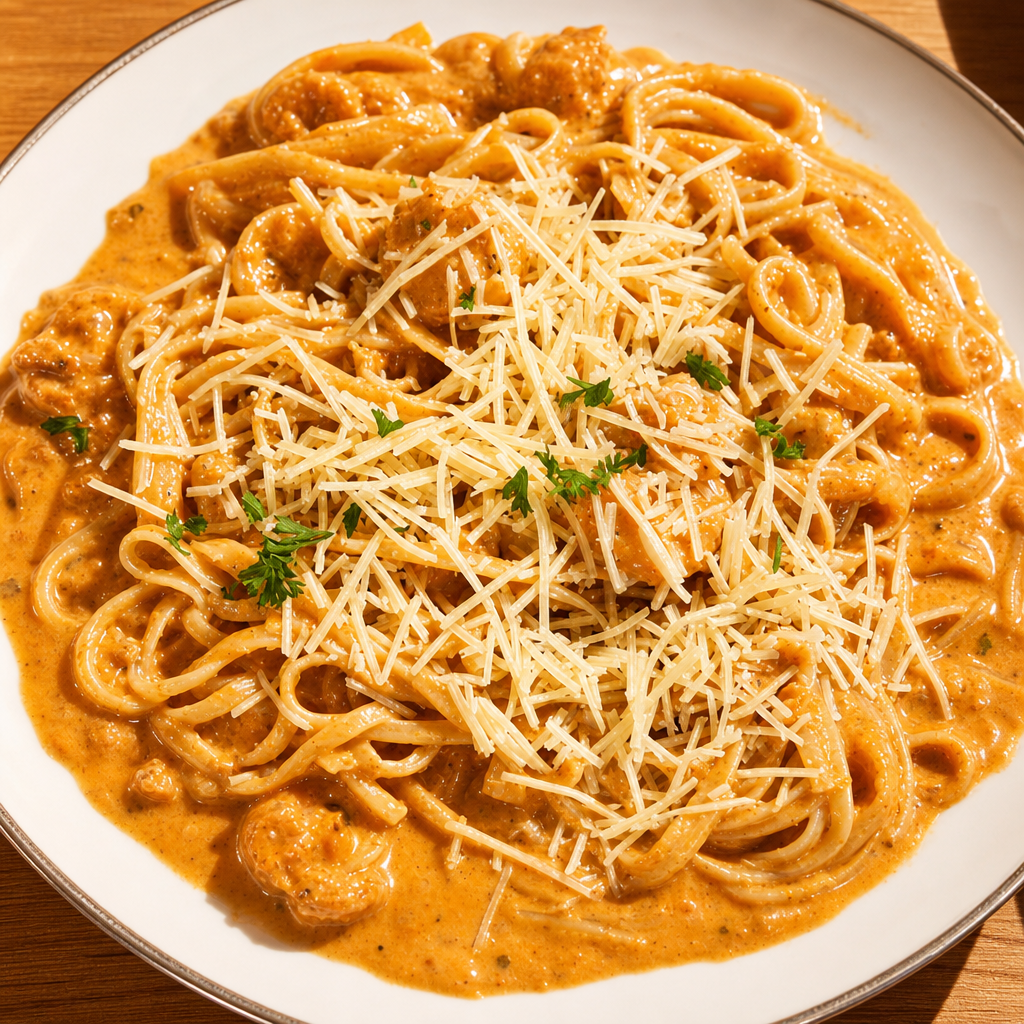 Grandma’s Vodka Shrimp Linguine.