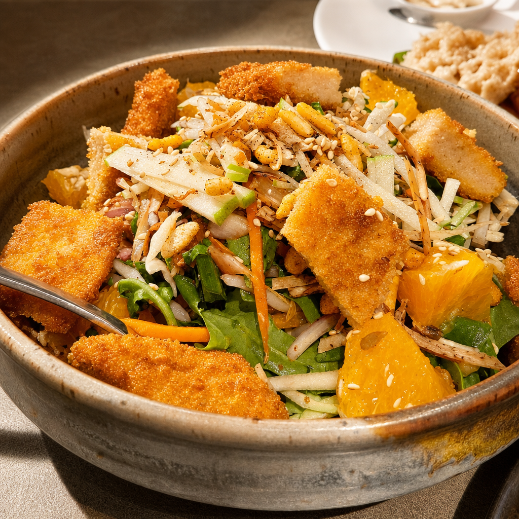 Citrus Chopped Salad with Tindle Chicken (V).