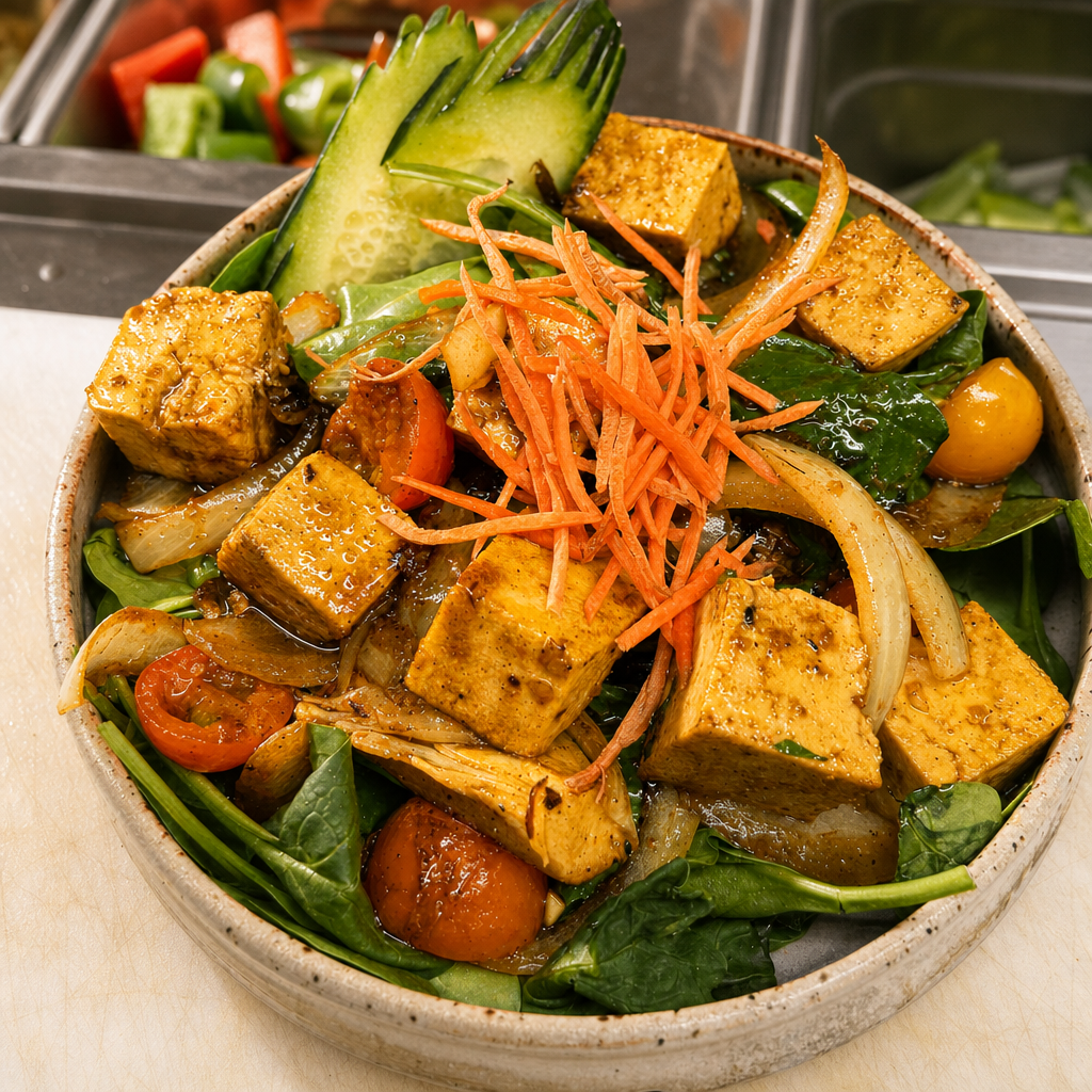 Salad Bai Yok Tofu: Thai Spinach Salad.