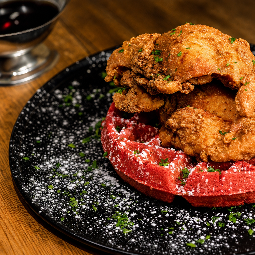 Buttermilk Fried Chicken & French Vanilla Waffle.