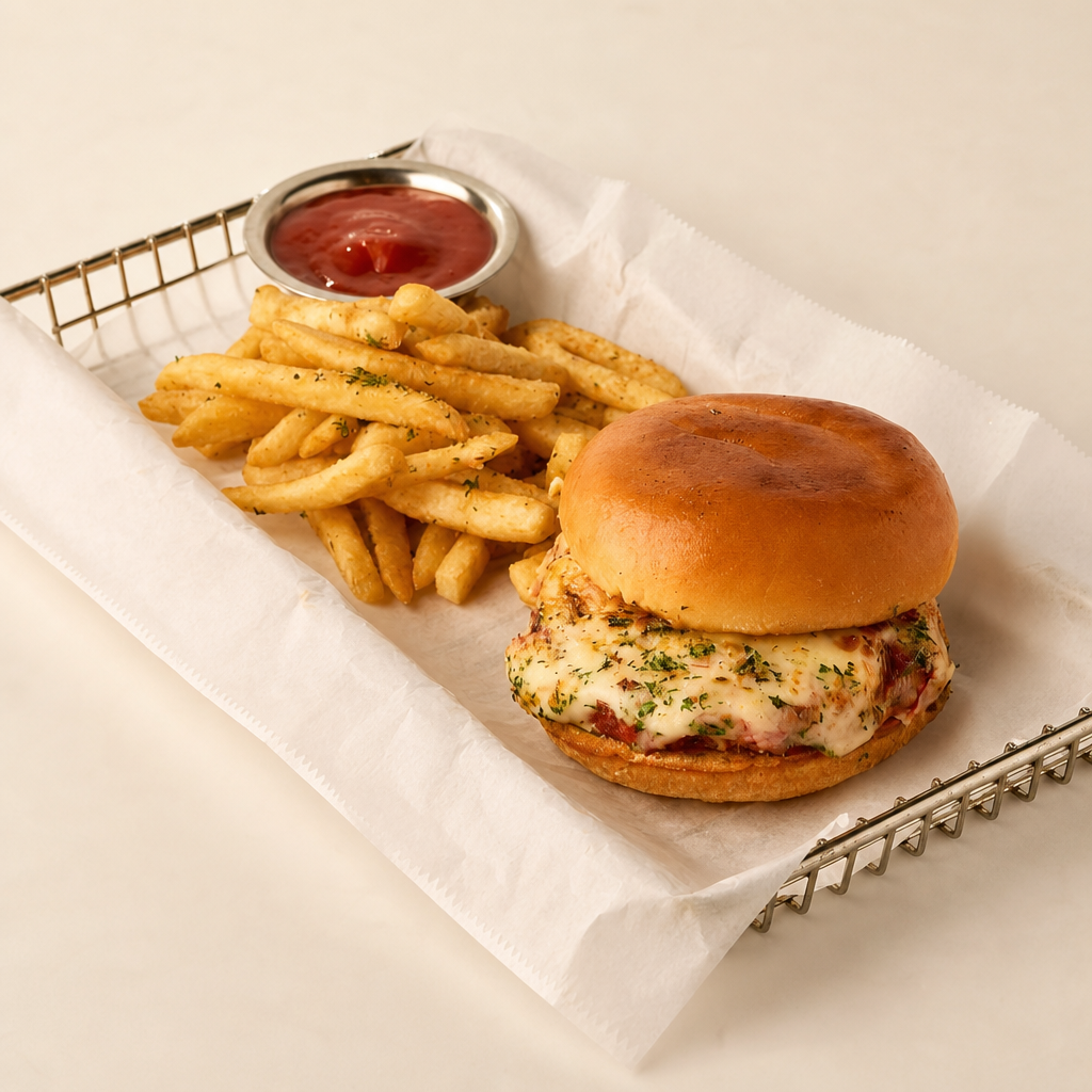 Crispy Chicken Parmesan Sandwich.