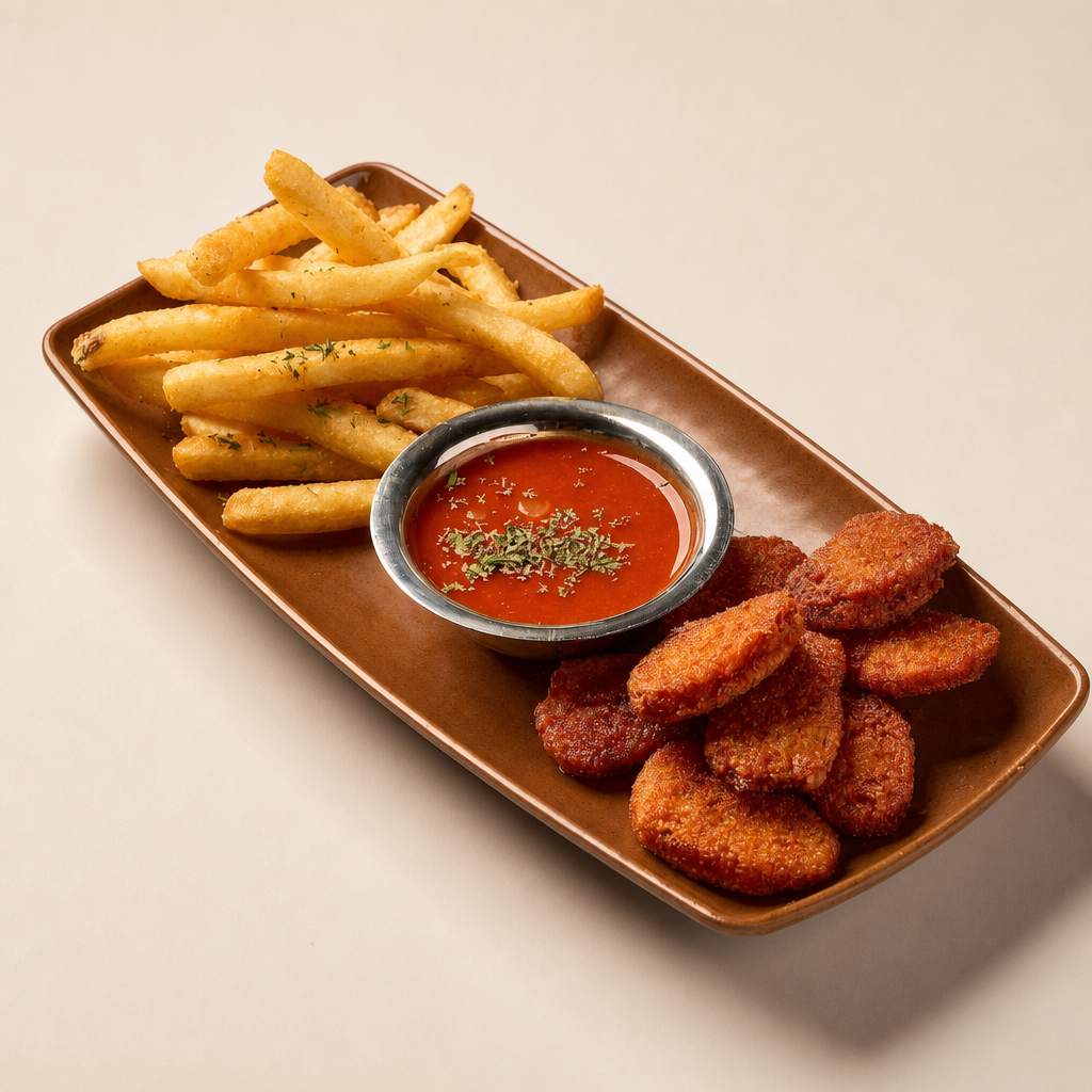 Vegan Chik'n Nuggets with Fries (Aisha's Plant Based Eatery).