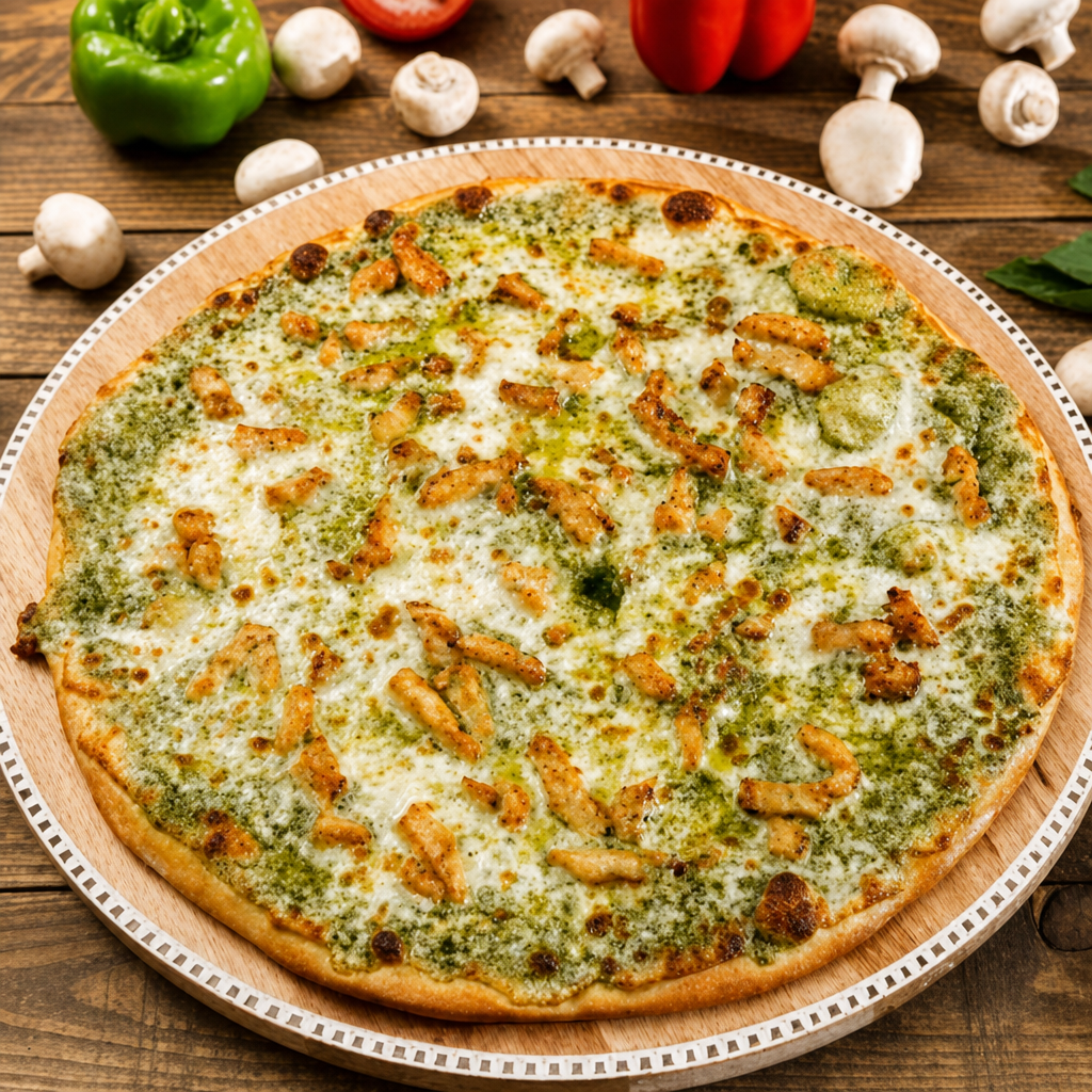 Chicken Pesto Pizza.