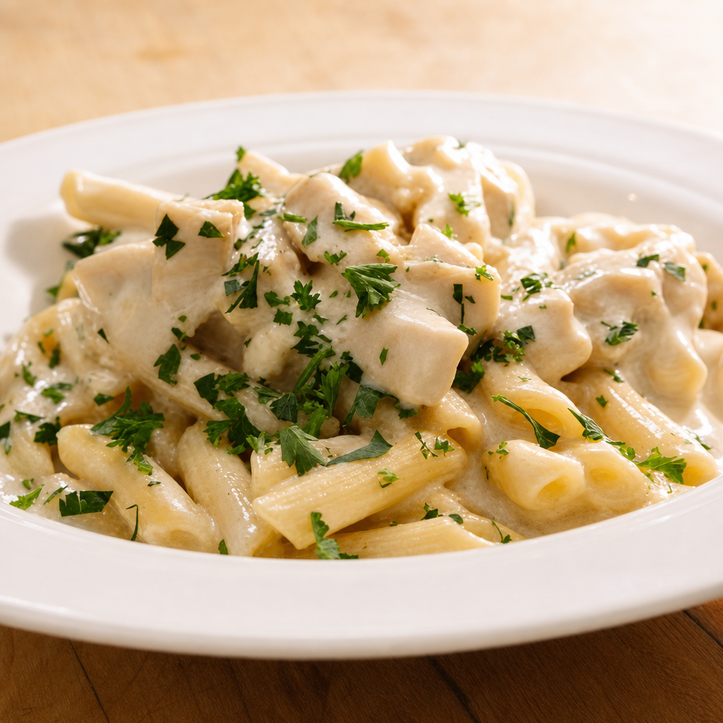 Chicken Alfredo Pasta.