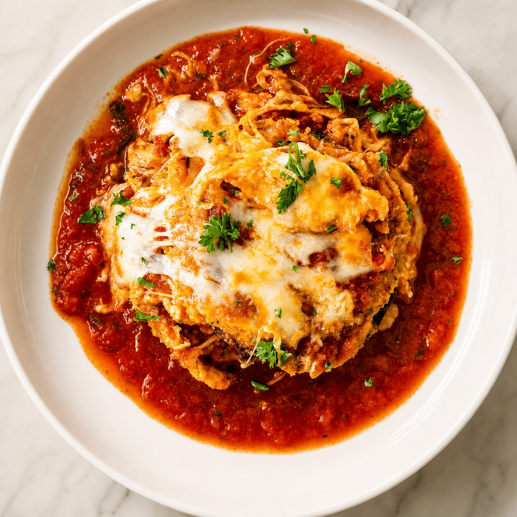Side Of Eggplant Parmesan With Mozzarella.