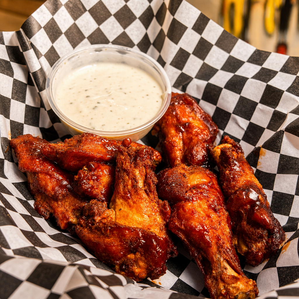 Flavored Bone In chicken Wings.