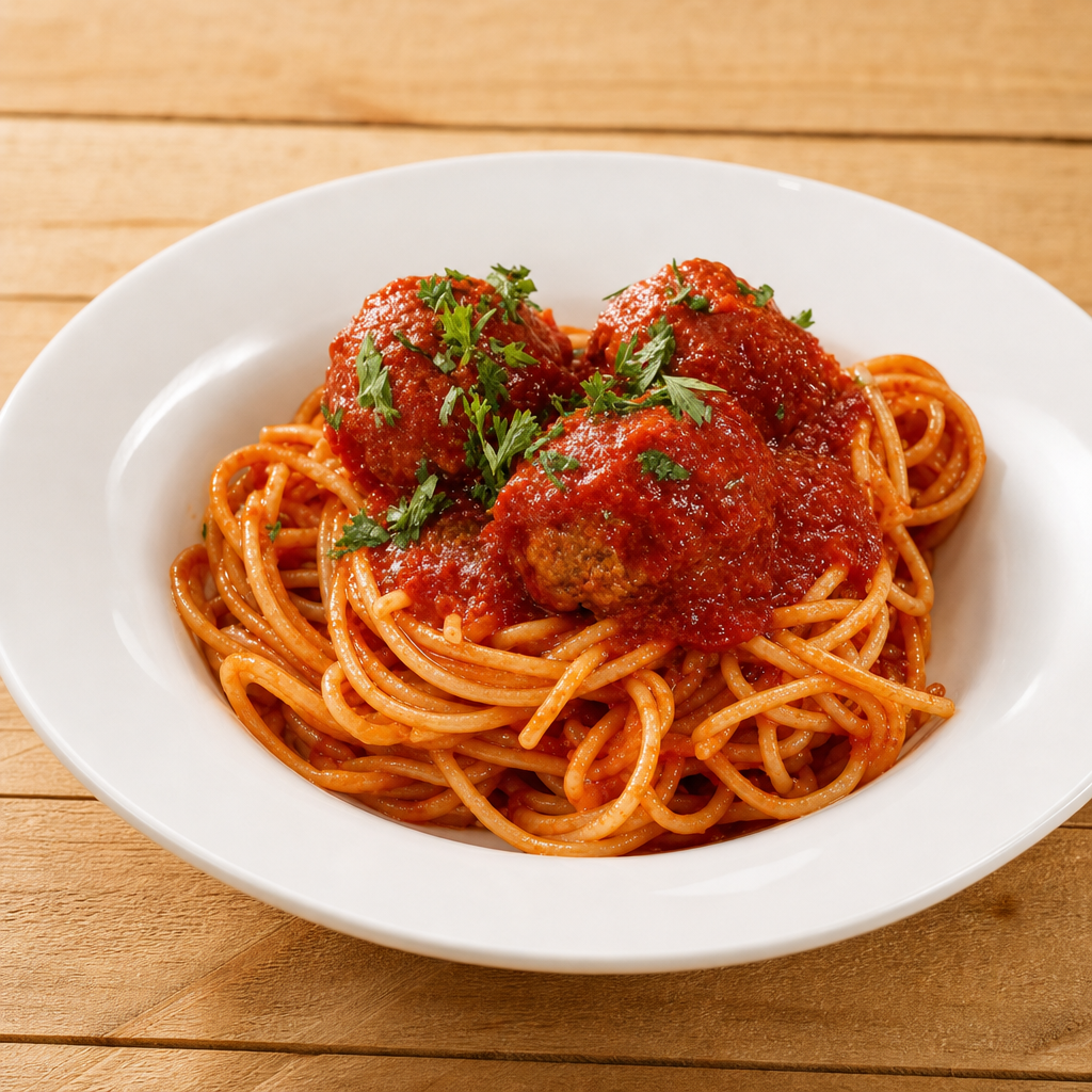 Pasta with Meatballs or Italian sausage.